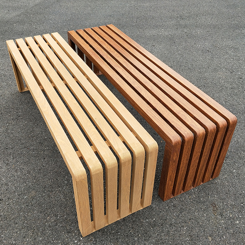Metal Framed Picnic Bench with Unfinished Colour/Cocoa Seat in a Simple Style