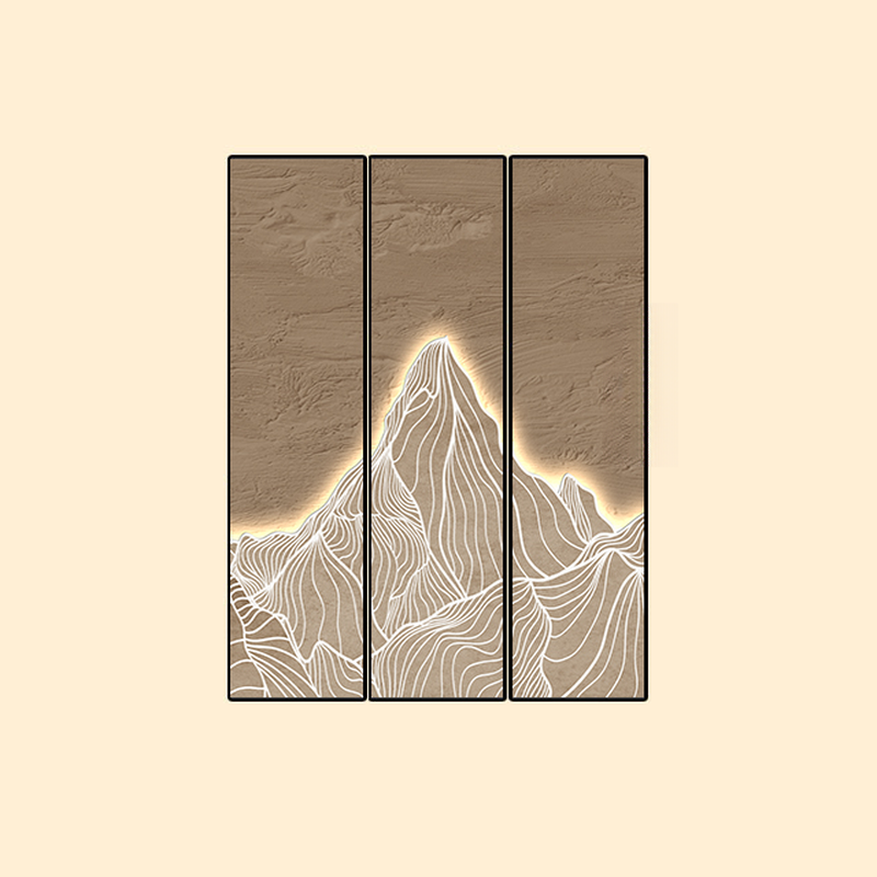 Tan Contemporary Opaque Collapsible Alloy Wall Partition with 3/5/4 Panels and Double Sided Print