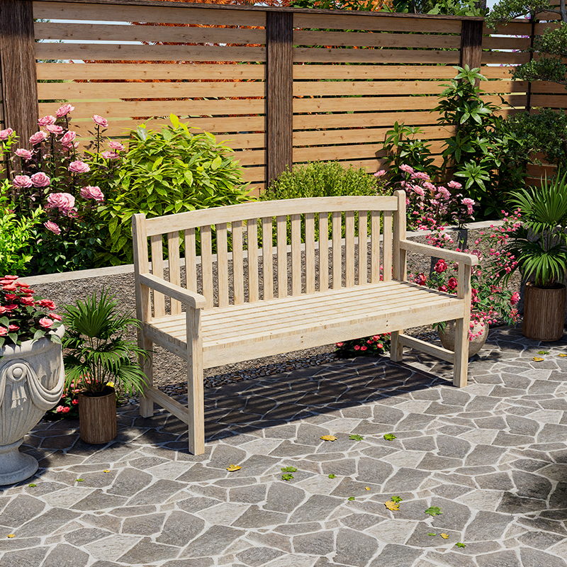 Art Deco Garden Bench with Straight Arm