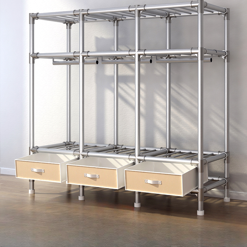 Modern Steel Cabinet Armoire with 3-Drawer/2-Drawer, Interior Shelves, and Clothing Rod