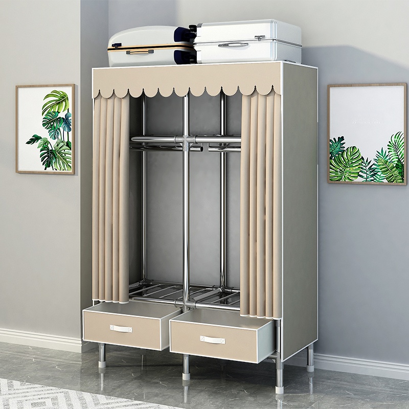 Modern Steel Cabinet Armoire with 3-Drawer/2-Drawer/4 Drawers, Interior Shelves, and Clothing Rod