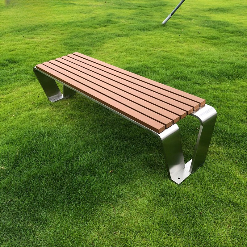 Art Deco Picnic Bench with Stainless Alloy Frame in Ink/Stainless Steel