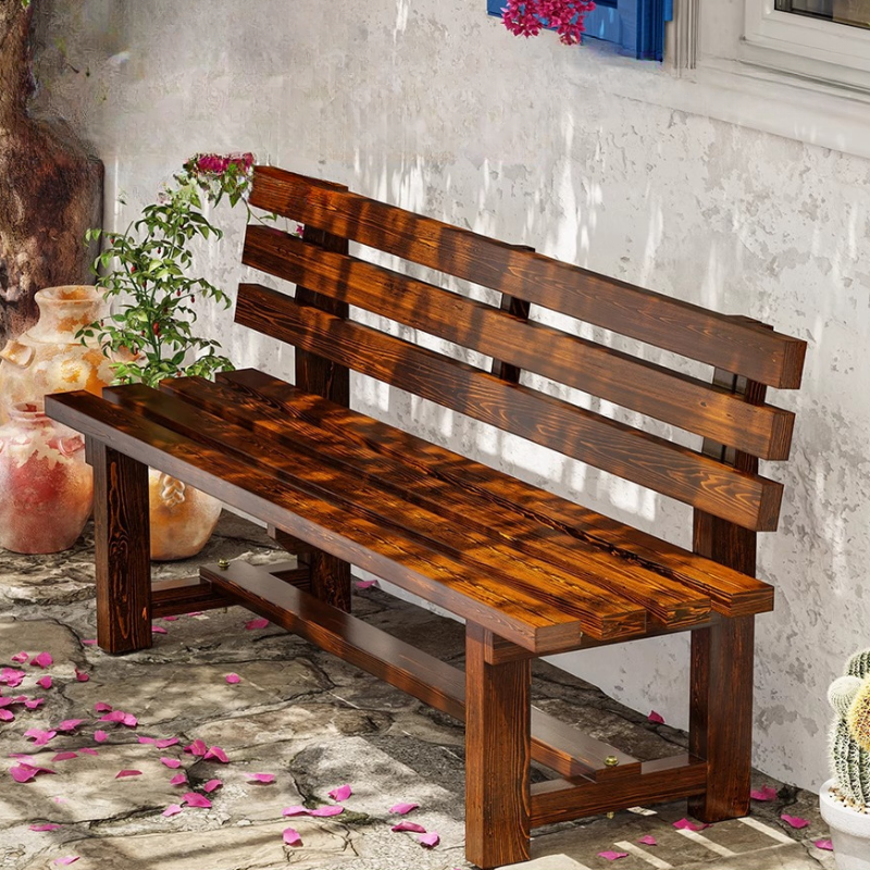 Art Deco Park Bench with Engineered Wood in Sepia and Back