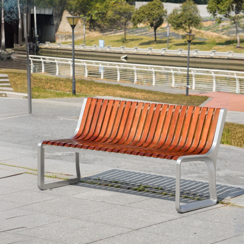 Casual Park Bench with Engineered Wood and Back