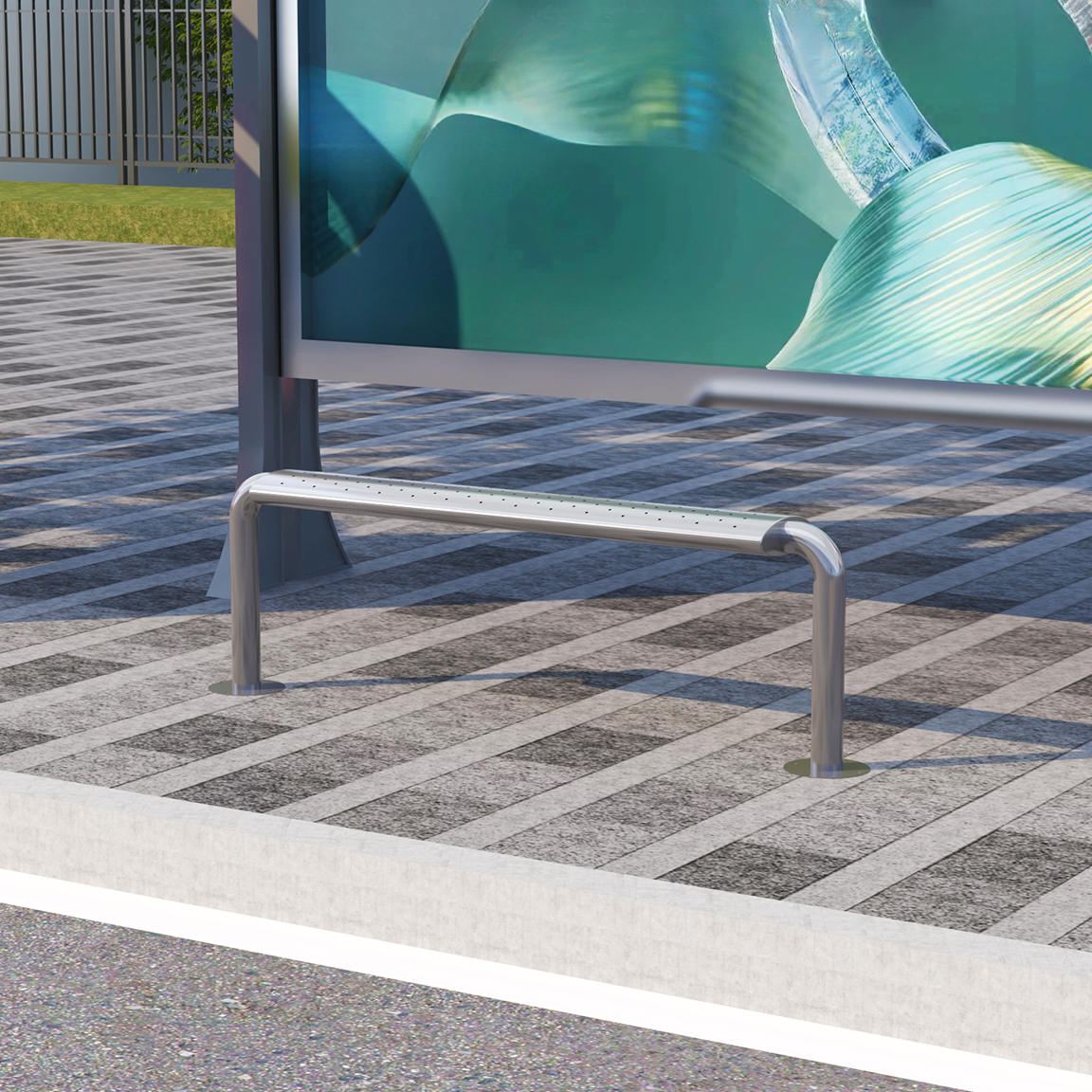 Art Deco Picnic Bench with Steel Silver Finish