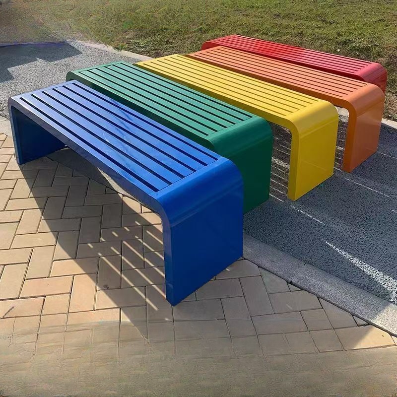 Modern Rainproof Stainless Steel Picnic Bench in Rose/Dark Blue/Green