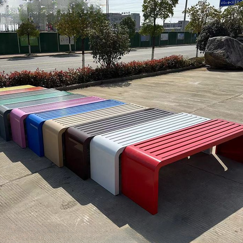 Modern Rainproof Stainless Steel Picnic Bench in Black/Vermilion/Dark Blue