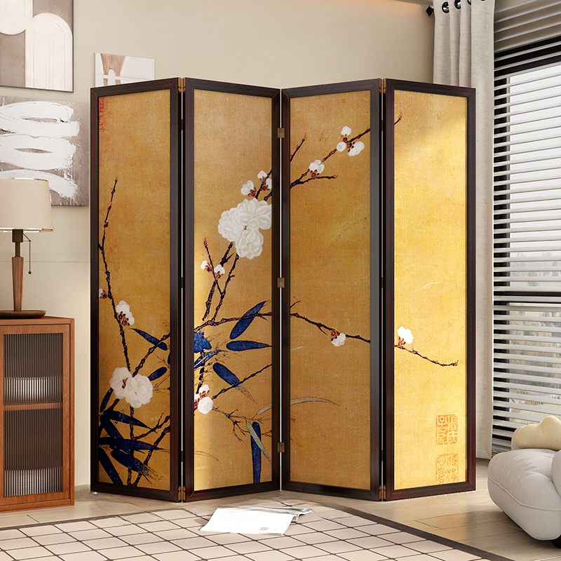 Contemporary Indoor Translucent Wall Partition with Double Sided Print in Gauze, Collapsible/Single Panel with 4 Panels/3 Panels/2 Panels