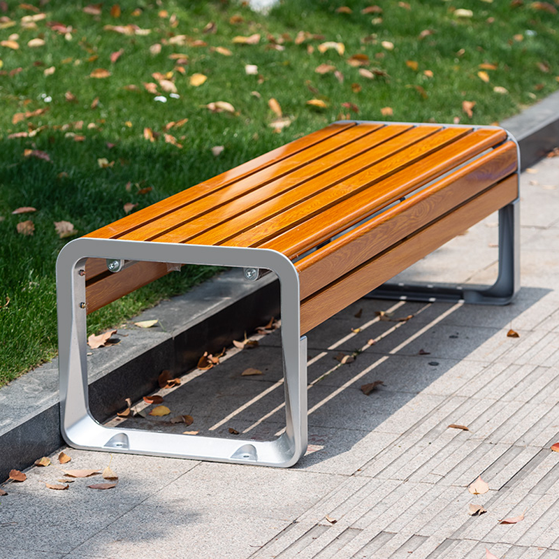 Art Deco Park Bench Alloy with Back and Metallic Frame