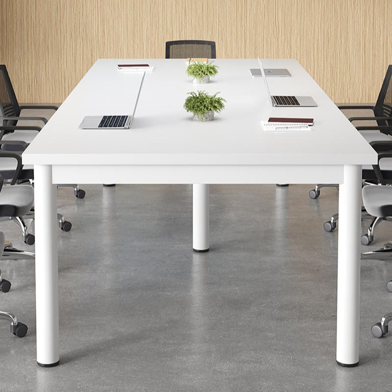Modish Chalk Rectangle Faux Wood Office Conference Table with Legs for 8-person Seating/for 6/4-person Seat