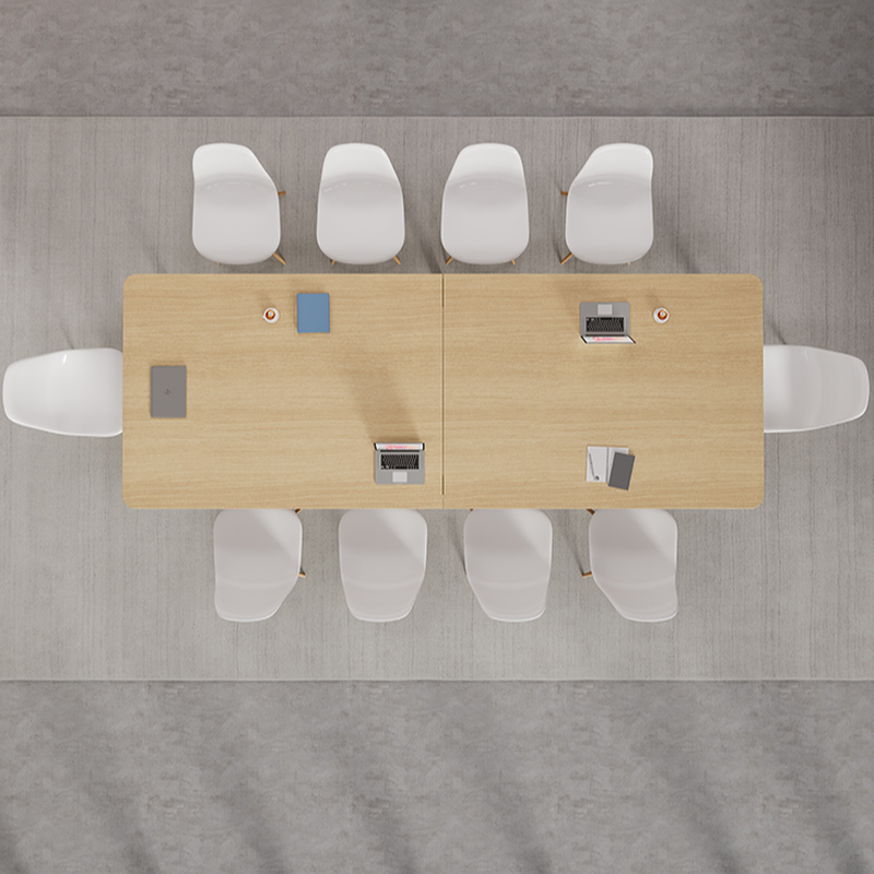 Natural Colour Modern Office Conference Table with Rectangle MDF Top for 6/4-person Seat/8 People