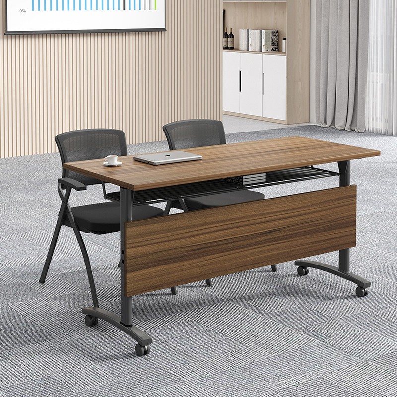 Light Natural Brown Modern Office Conference Table with Rectangular Top for 6/4-person Seat, Modular Structure, and MDF Top