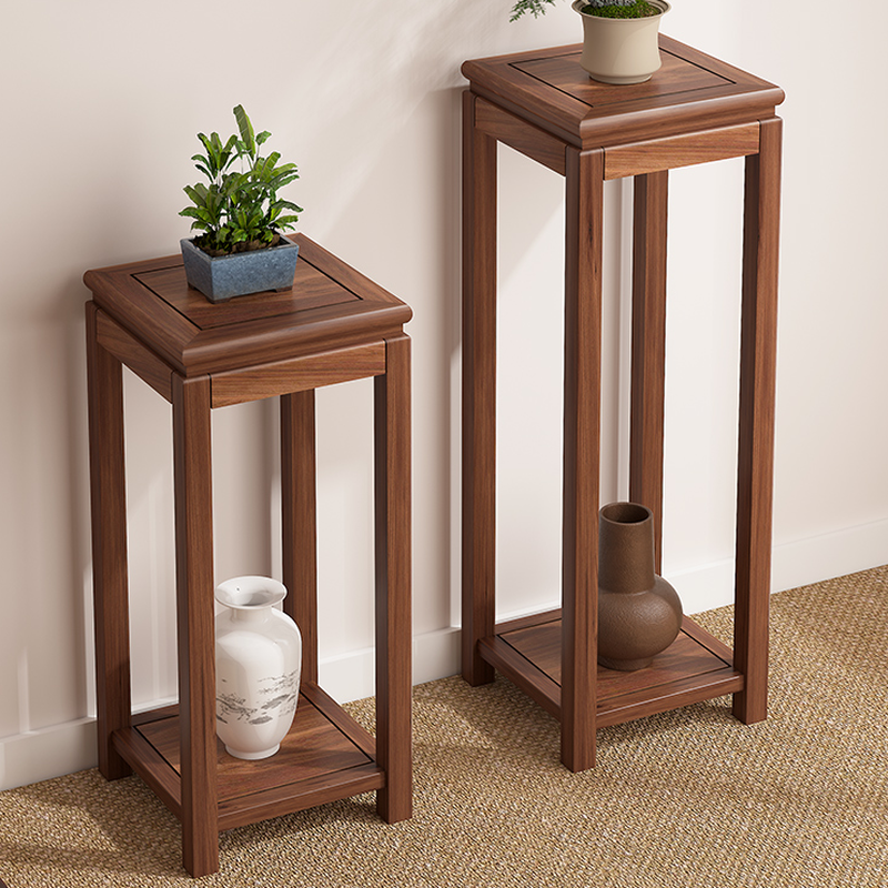 Square/Rectangle Walnut Wood Plant Stand Side Table for Floor