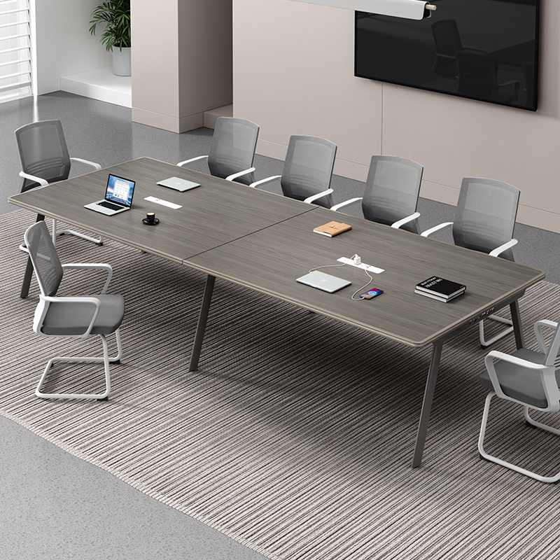 Grey Modern Office Conference Table with Rectangular MDF Top for Seats 12+