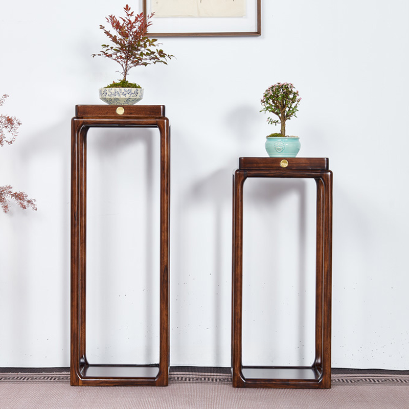 Square Stone Plant Stand Side Table for Floor