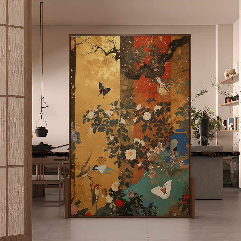 Auburn Contemporary Opaque Single Panel Lumber Wall Partition with 1 Panel and Double Sided Print