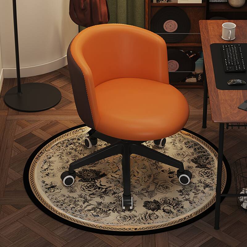 Minimalist Studio Chairs in Tanned Hide with Swivel Wheels, and Ergonomic Design