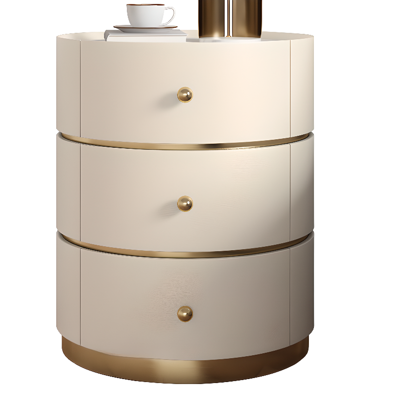 Art Deco Drawer Storage Nightstand with 3 Drawers and Stone Countertop