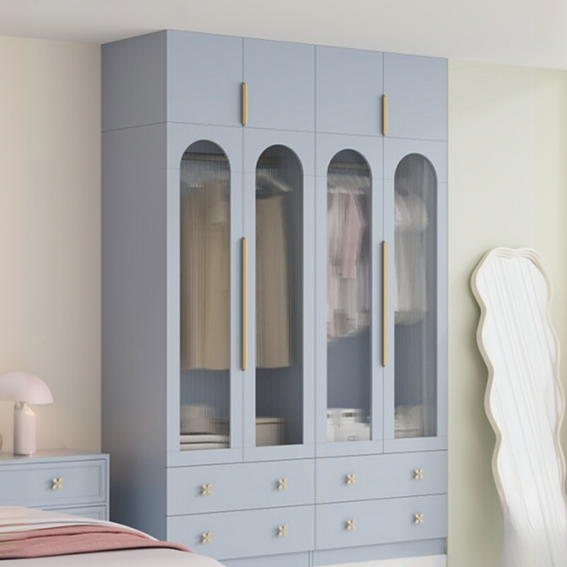 Light Blue Modern Laminate Cabinet Armoire with 2-Drawer/4 Drawers/6-Drawer, Soft Close Door, Interior Shelves, and Clothing Rod