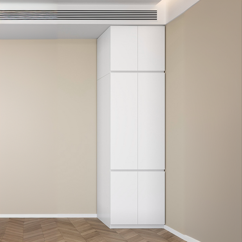 Chalk Modern Steel Cabinet Armoire with Adaptable Shelf, Soft Close Drawer, and Clothing Rod