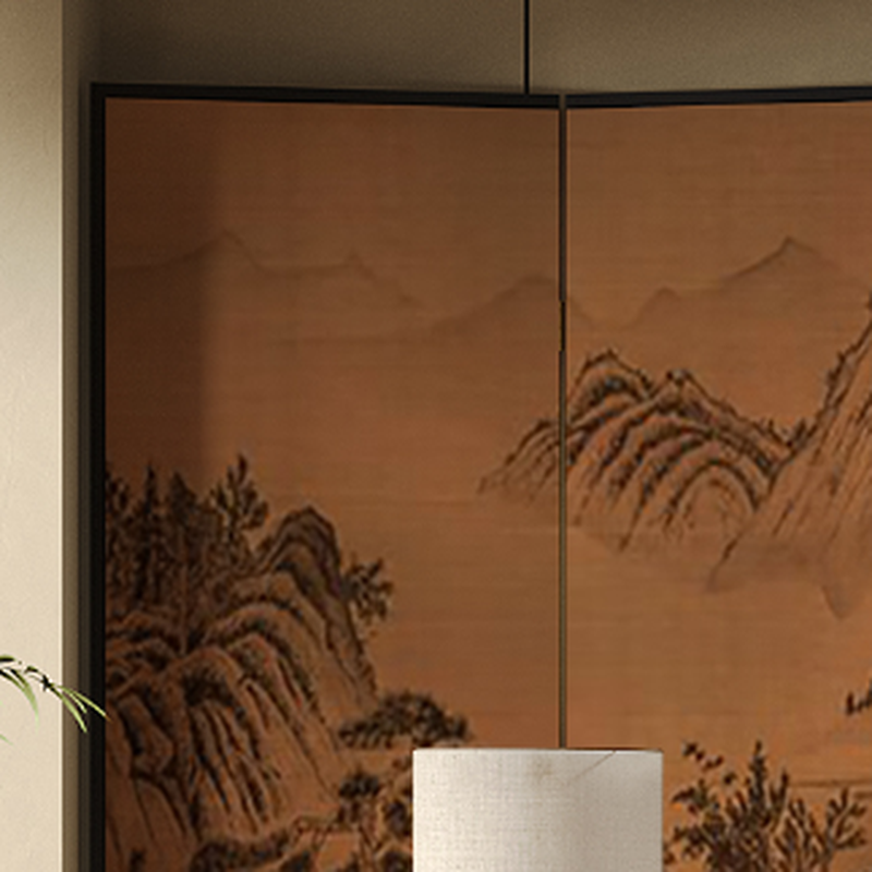 Wall Partition in Ink/Auburn Contemporary Style with Opaque Light Filtration, Collapsible Pine Wood Frame, Double Sided Print