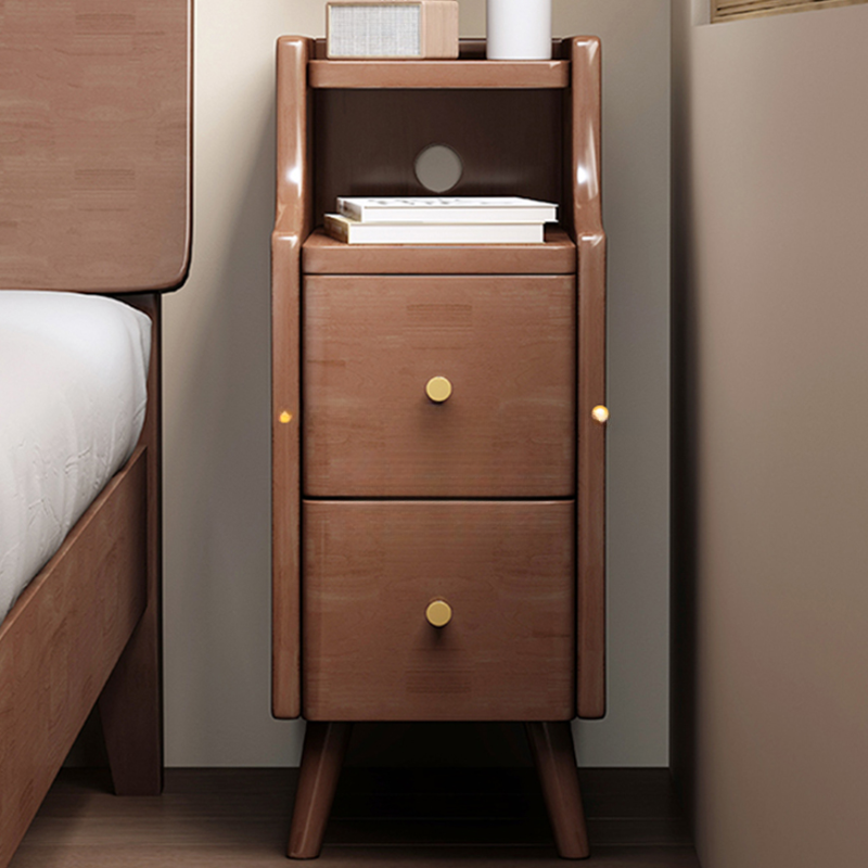 Modern Simple Style Drawer Storage Nightstand with 2 Drawers, 1 Shelf, Wood Countertop, and Leg