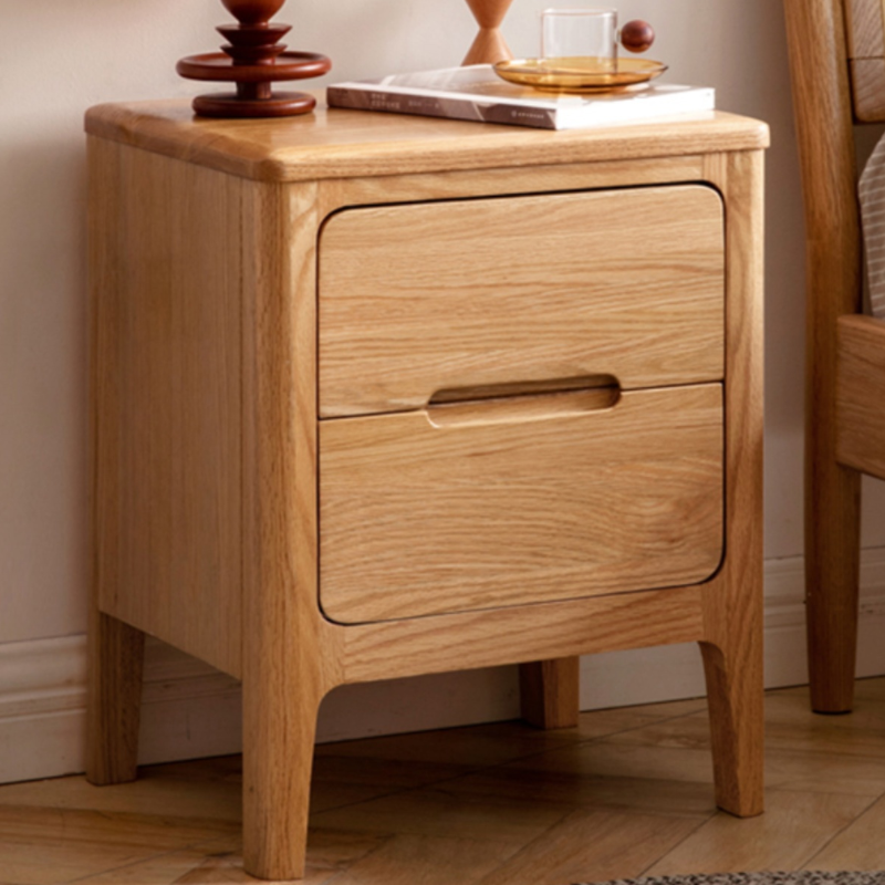 Modern Simple Style Wood Drawer Storage Nightstand with 2 Drawers and Leg
