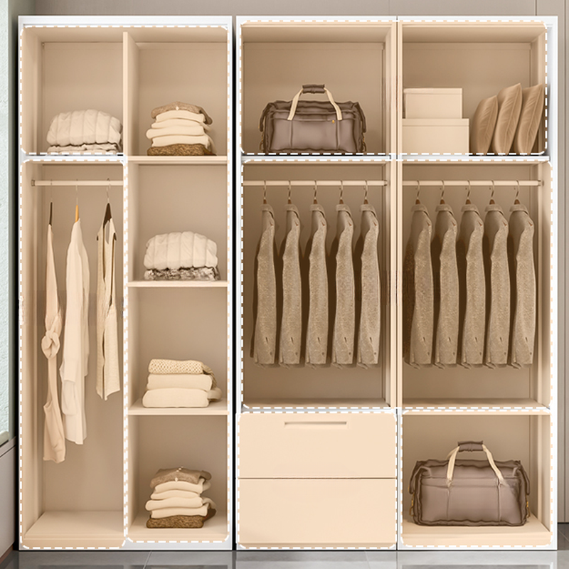 Chalk Modern Steel Cabinet Armoire with Adaptable Shelf, Soft Close Door, and Clothing Rod