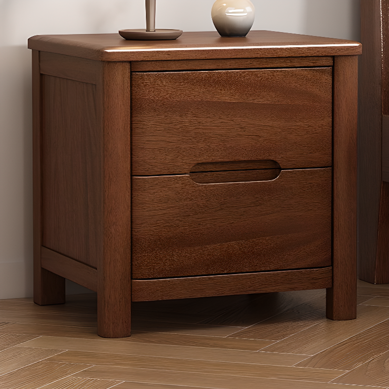 Modern Simple Style Drawer Storage Nightstand with 2 Drawers, Wood Countertop, and Leg