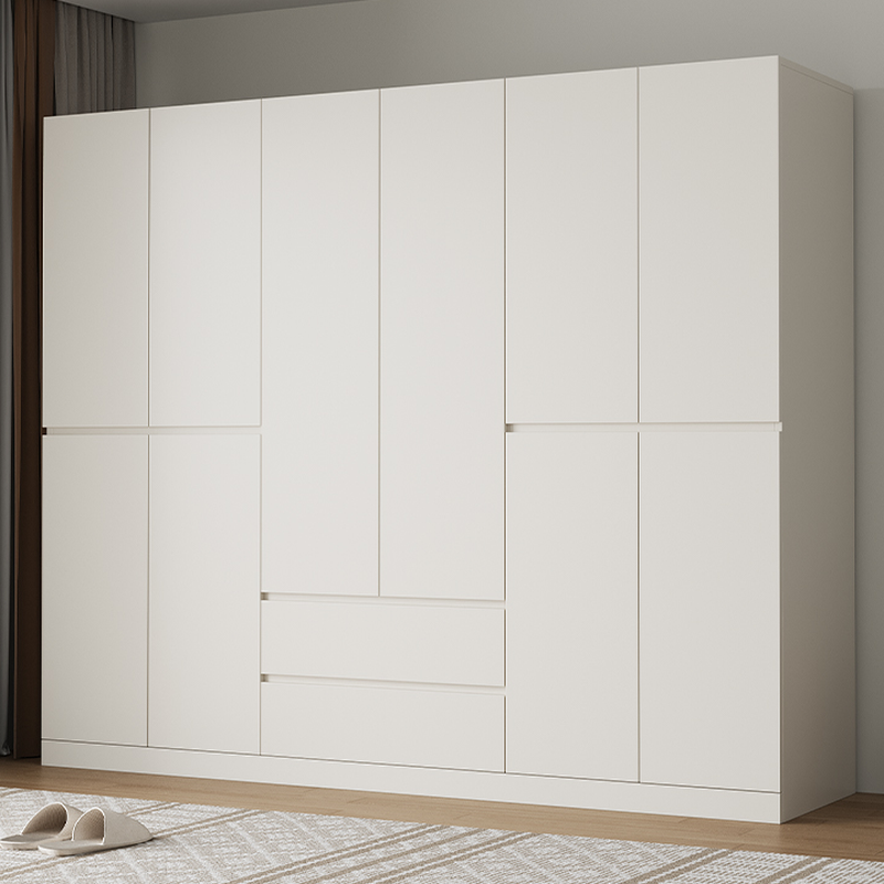 Chalk Modern Composite Wood Cabinet Armoire with 2-Drawer, Interior Shelves, and Clothing Rod