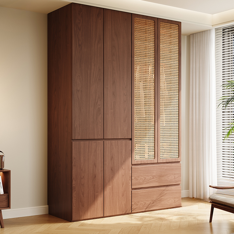 Cocoa Modern Laminate Cabinet Armoire with Soft Close Drawer, Soft Close Door, Interior Shelves, and Clothing Rod