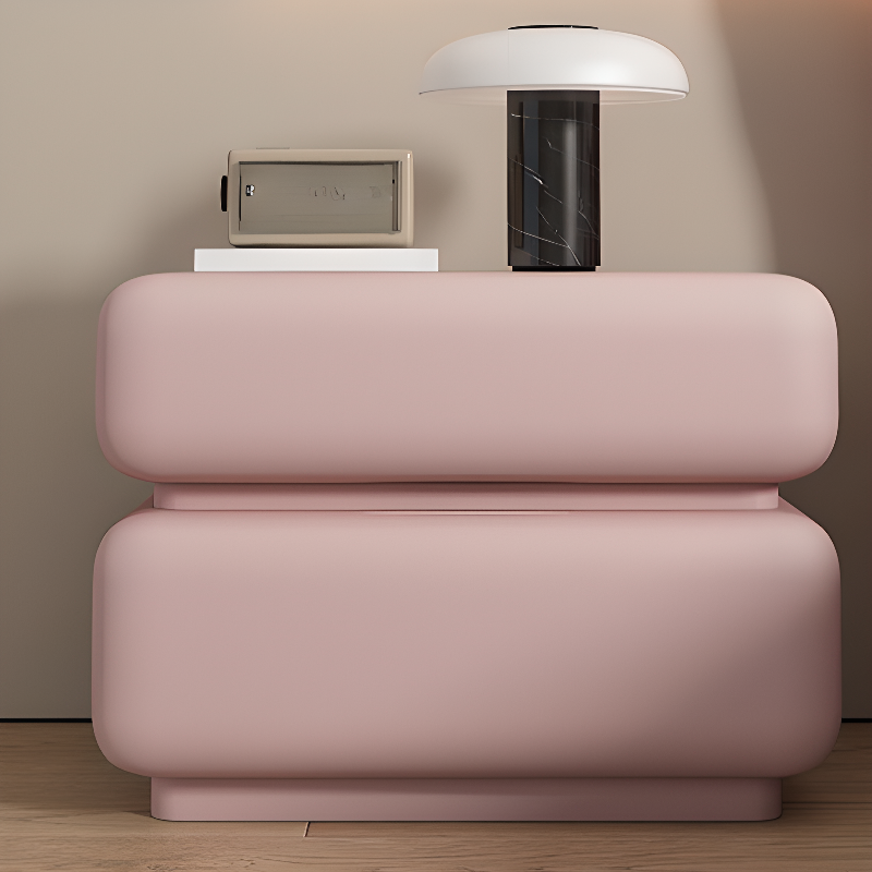 Modern Simple Style Leatherette Countertop Drawer Storage Nightstand with 2 Drawers