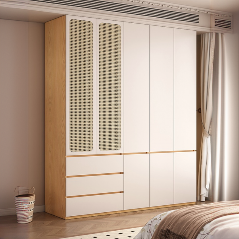 Chalk Modern Composite Wood Cabinet Armoire with Soft Close Drawer, Soft Close Door, Interior Shelves, and Clothing Rod