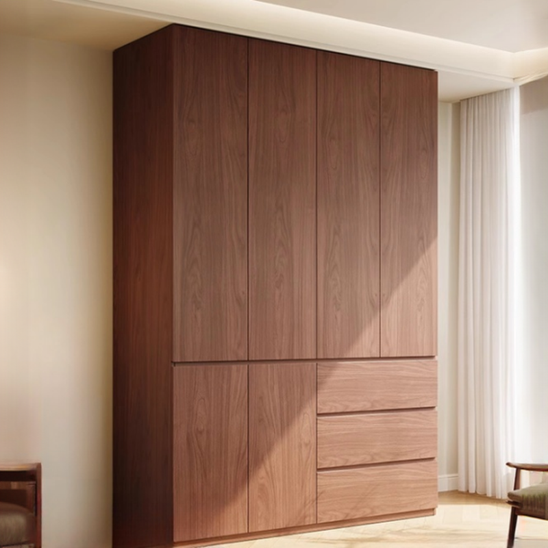 Modern Natural Wood Cabinet Armoire with Soft Close Drawer, Soft Close Door, Interior Shelves, and Clothing Rod