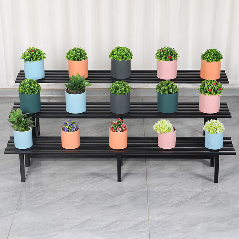 1 Tier Rectangle Metal Plant Holder with 1 Piece and 1 Shelf on Legs