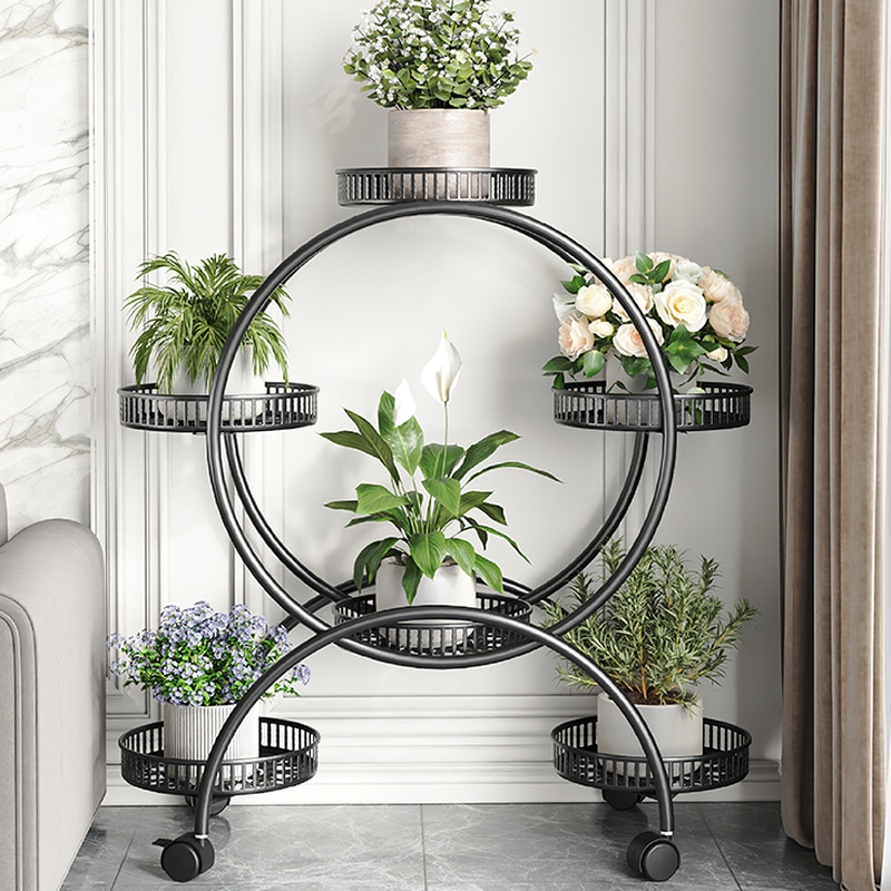 Rounded Metal Plant Rack with Caster Wheels