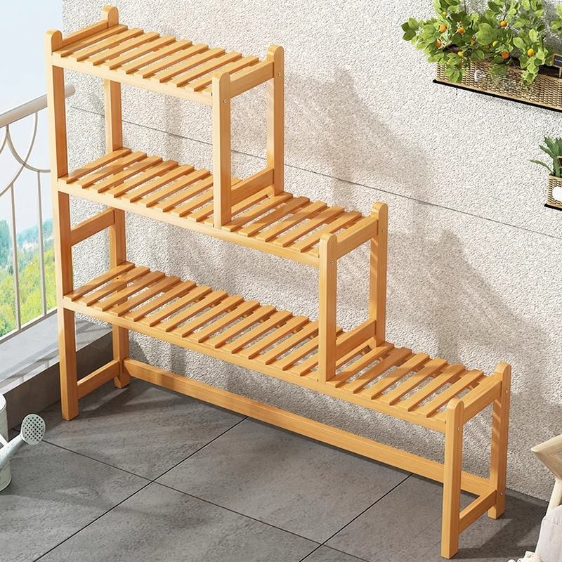 3 Tiers/2 Tiers Rectangle Composite Wood Plant Holder with 1 Piece and 3 Shelves/2 Shelves on Legs