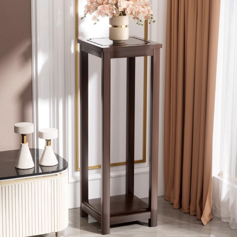 Square Wooden Plant Stand Side Table with 1 Piece Set, Featuring 2 Shelves and Legs