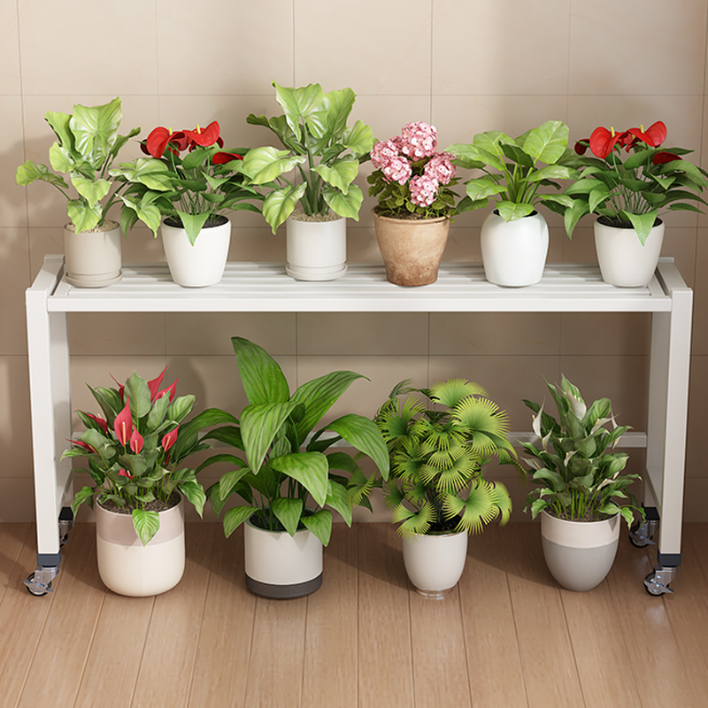 Rectangle Metal Plant Rack with Caster Wheels