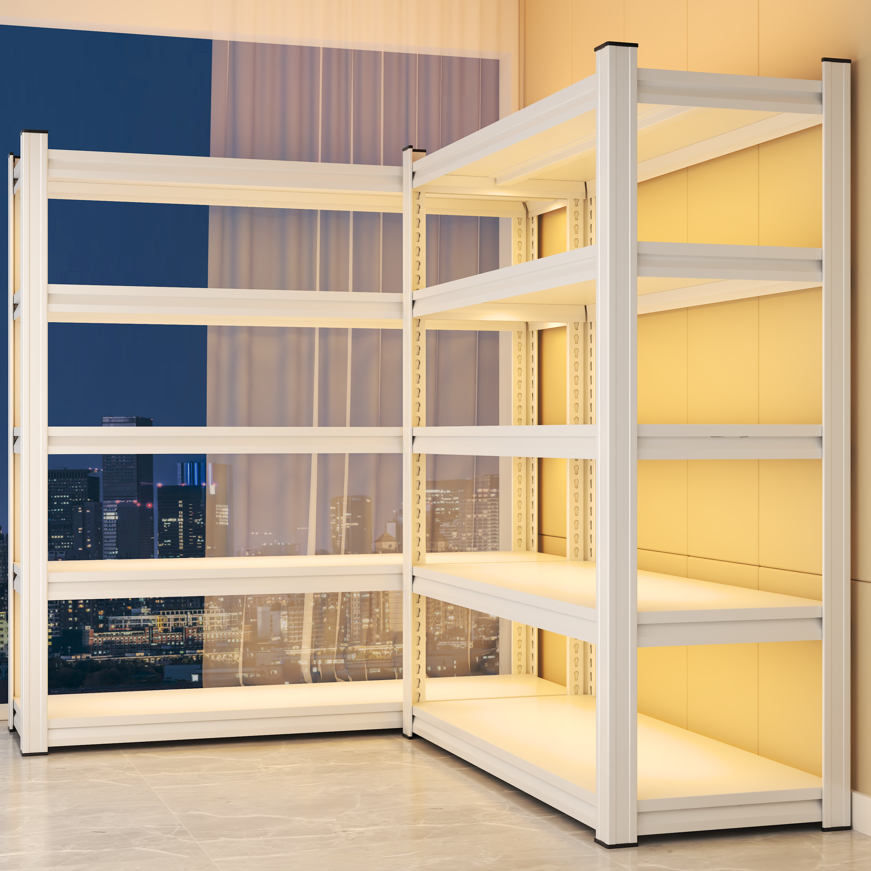 Modern Simple Style Steel Warehouse Shelving Rack with Unattached Installation