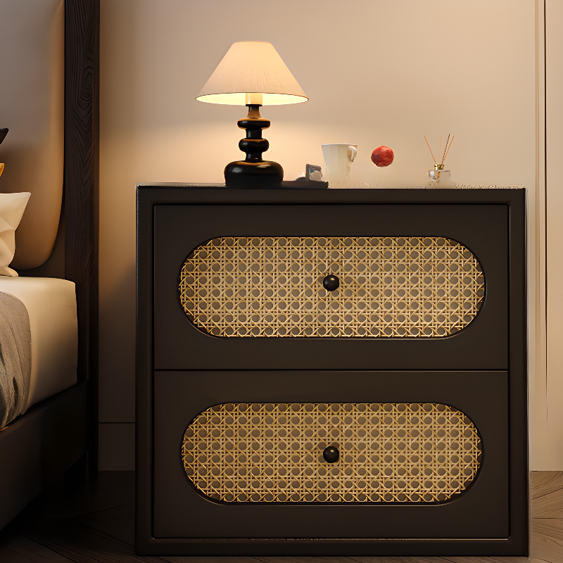 Organic Modern Nightstand With Drawer Organization and Pleather Countertop