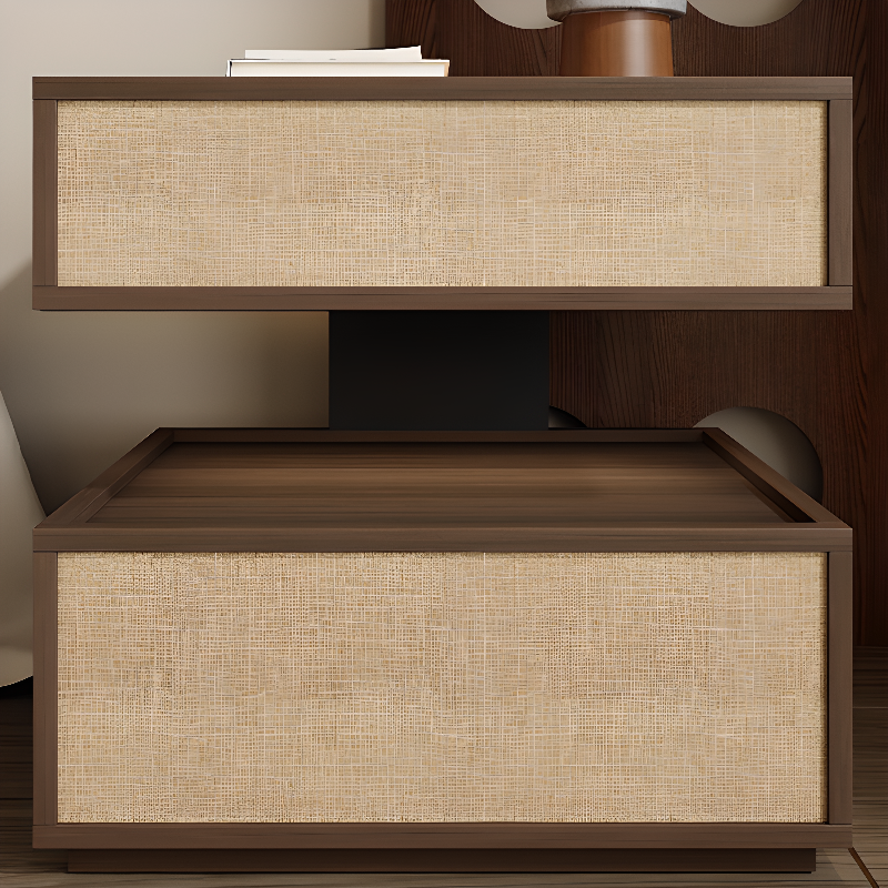 Organic Modern 2 Tiers C-Shaped Nightstand with Walnut Countertop