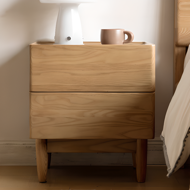 Art Deco 2 Tiers Nightstand With Drawer Storage and Ash Countertop