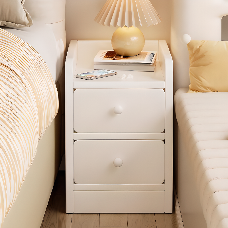 Chalk Art Deco Nightstand With Drawer Storage/Open Nightstand with Burl Wood Countertop