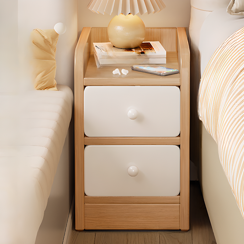 Art Deco Nightstand With Drawer Storage/Open Nightstand Featuring Burl Wood Countertop