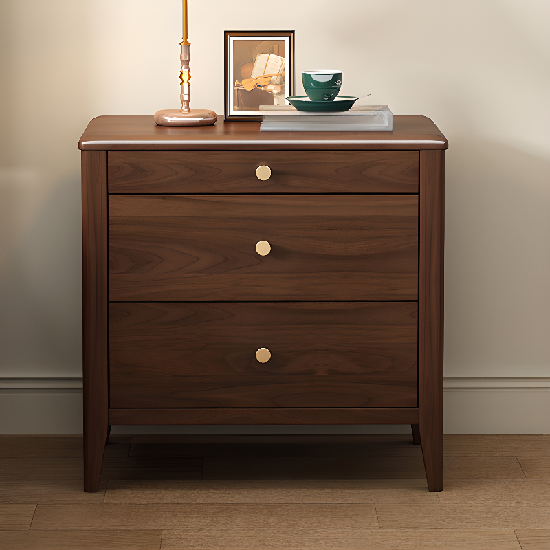Art Deco 3 Tiers Nightstand With Drawer Storage Featuring Oak Countertop