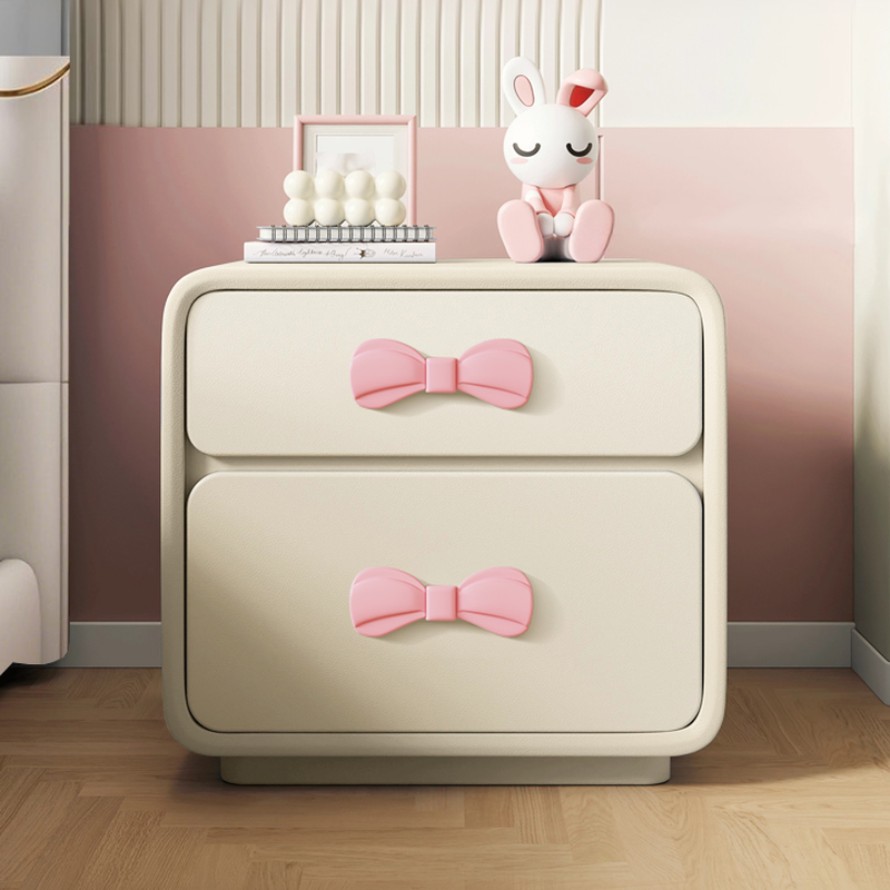 Art Deco Nightstand With Drawer Storage Featuring 2 Drawers and Leatherette Countertop