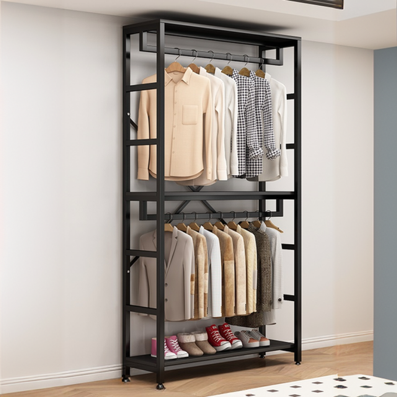 Ink Contemporary Free Standing Coat Rack with Alloy Frame and Open-air Storage