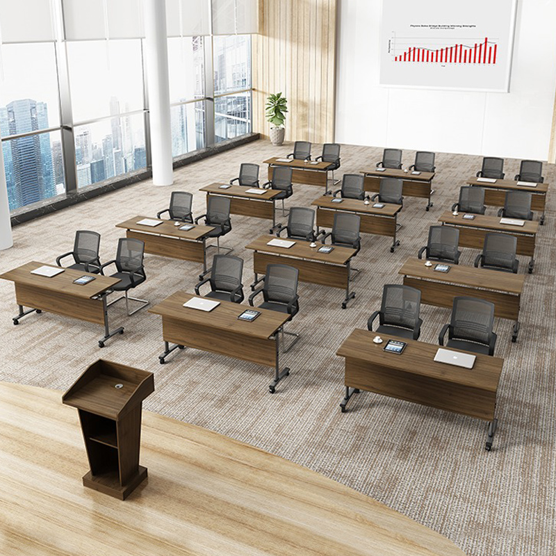 Light Natural Brown Modern Simple Style Rectangle Conference Table for 4/6 with Modular Configuration and Engineered Wood Top