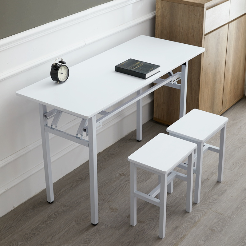 White Modern Simple Style Rectangle Conference Table for 4 with Engineered Wood Top